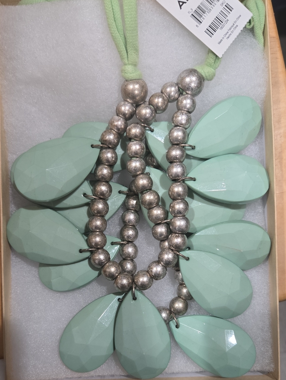 Aldo Teardrop Mint Statement Chunky Necklace